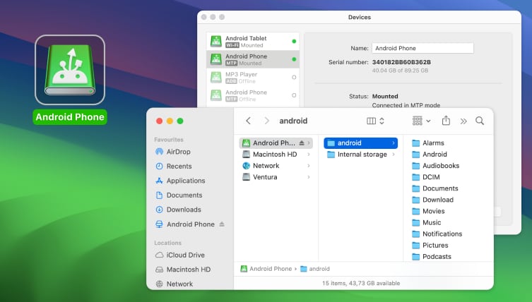 Permet de trouver la meilleure application pour connecter et transférer des fichiers d'Oppo vers Mac
